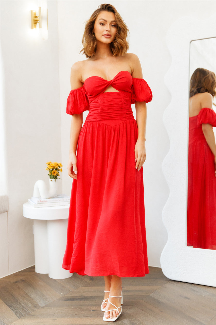 Nightly Dates Midi Dress Red