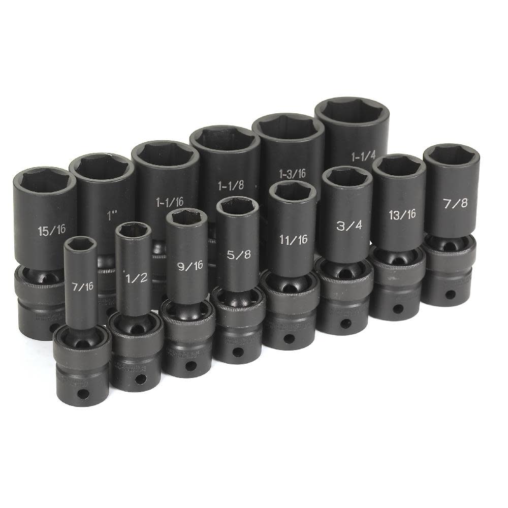 1/2 Drive 14 Pc. Deep Length Fractional Universal Set ;