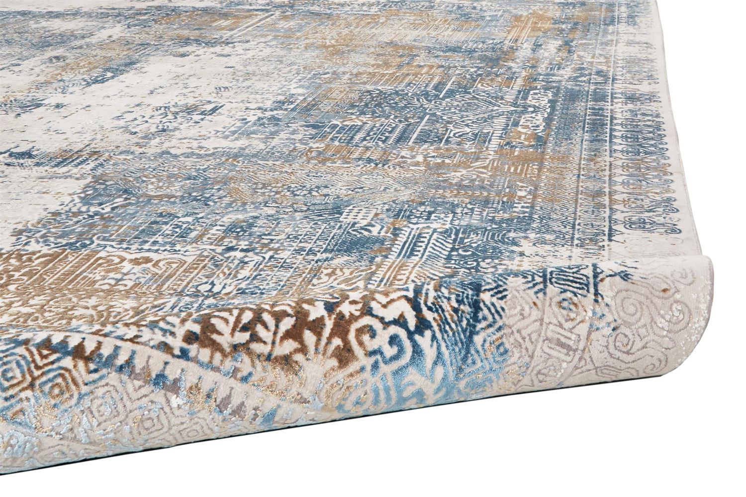 Lindstra Blue and Gray Rug by BD Fine