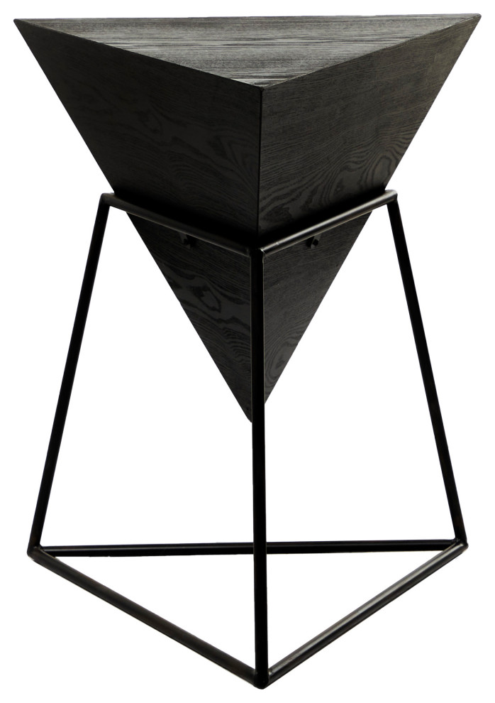 Black Metal and Wood Modern Accent Table 85238   Industrial   Side Tables And End Tables   by Brimfield  ampMay  Houzz