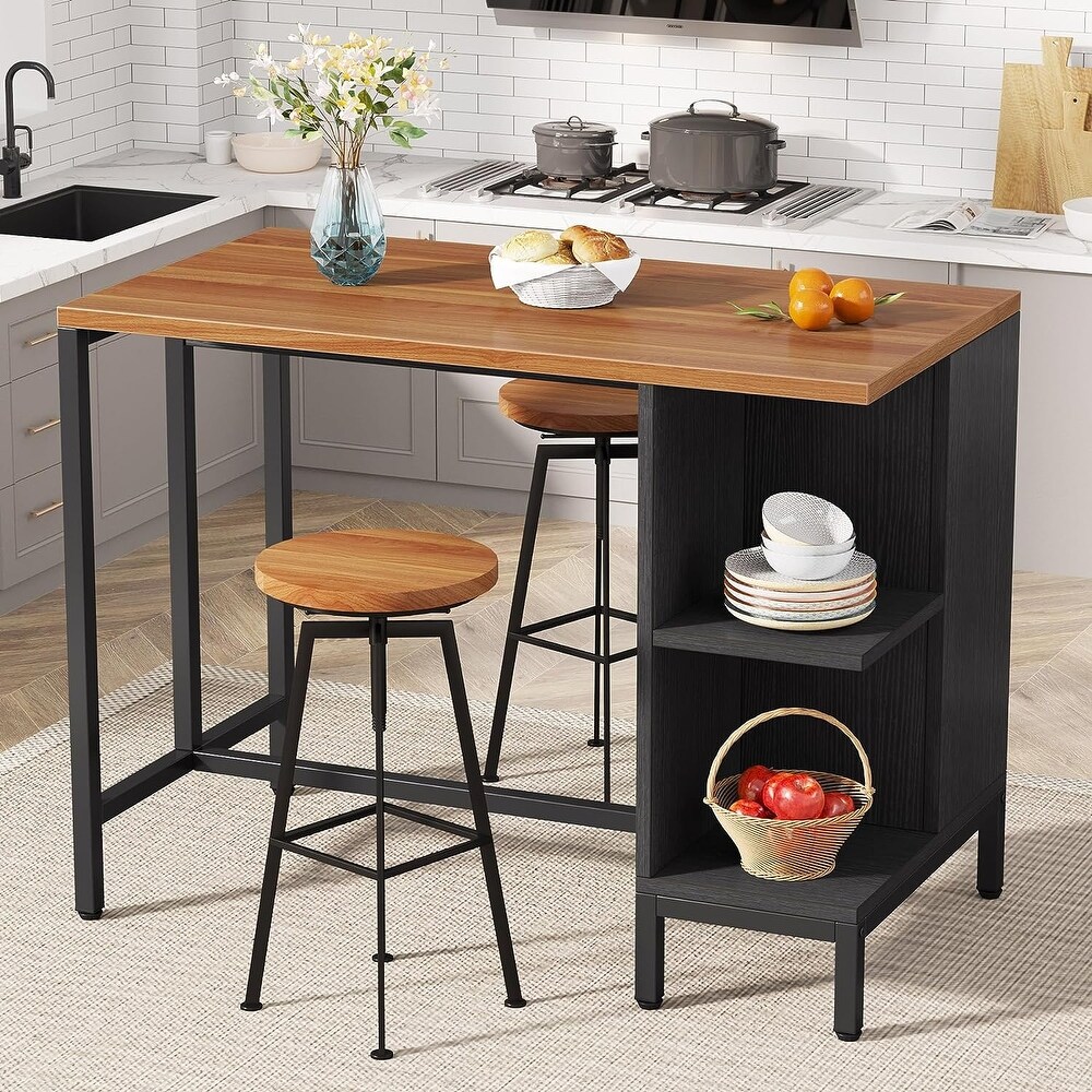 Kitchen Island with 5 Open Shelves  Industrial Dining Island Table with Large Worktop  Freestanding Kitchen Island Table