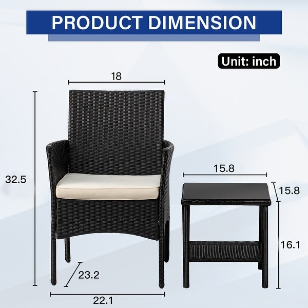 Rhine Modern 3Piece Rattan Outdoor Conversation Chair and Table Set by Furniture of America