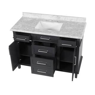 Home Decorators Collection Sonoma 48 in. W x 22.1 in. D x 34.3 in. H Freestanding Bath Vanity in Dark Charcoal with Carrara Marble Top Sonoma 48C