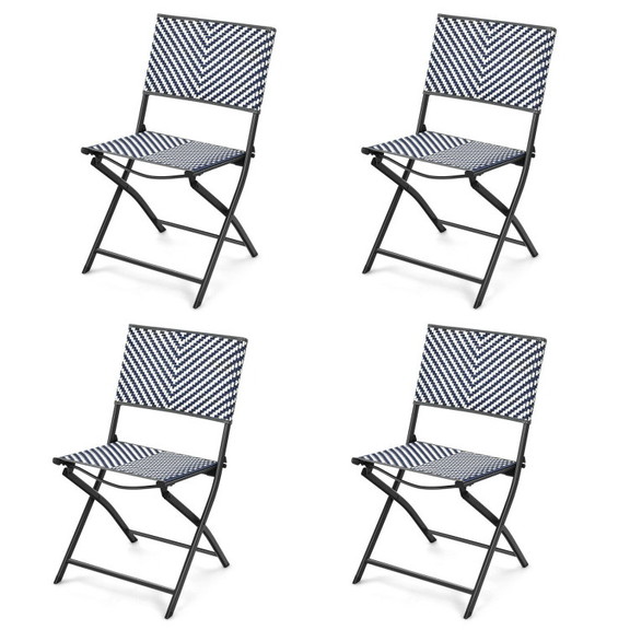 Costway 21645738 Set of 4 Patio Folding Rattan Din...