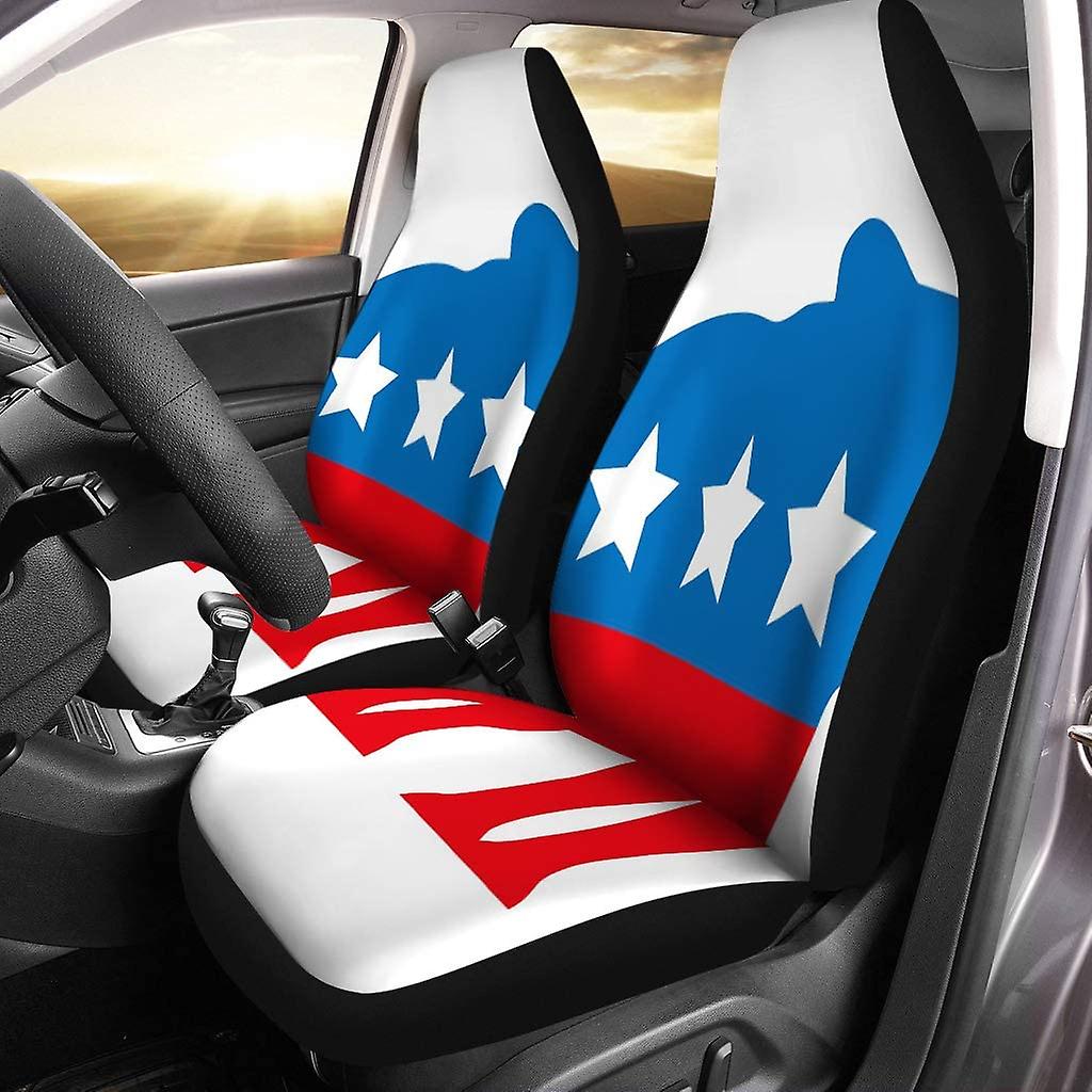 Set Of 2 Car Seat Covers Elephant American Flag Universal Auto Front Seats Protector Fits For Car，suv Sedan，truck