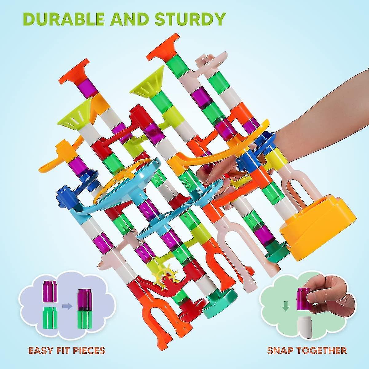 Marble Run Set 135 Pcs， Innovative Various Track Shape， Building Blocks Construction Toy Stable， Ste