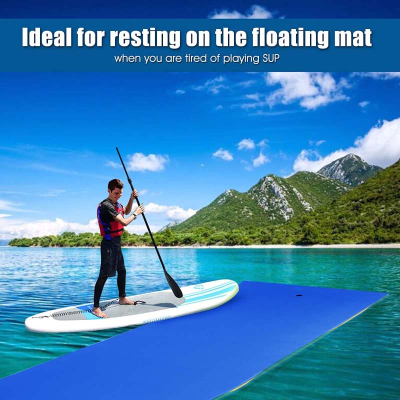 12 x 6 FT Floating Water Pad 3-Layer Tear-Resistant XPE Foam Mat Roll-Up Floating Island for 4-6 Person