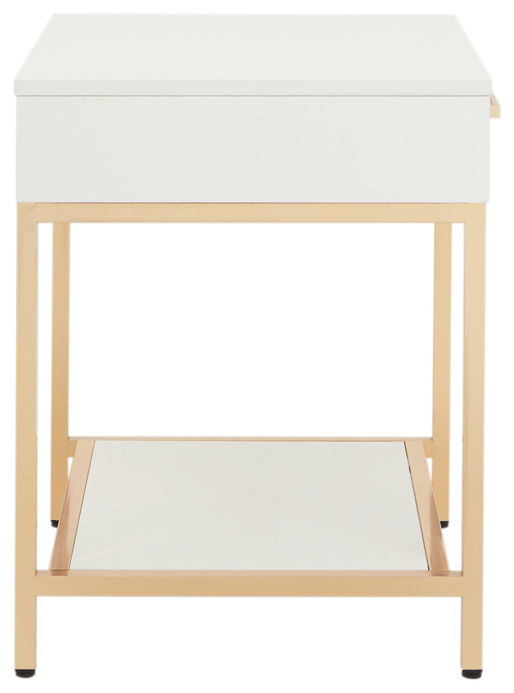 Alios End Table With White Gloss and Gold Chrome Plated Base   Contemporary   Side Tables And End Tables   by Office Star Products  Houzz