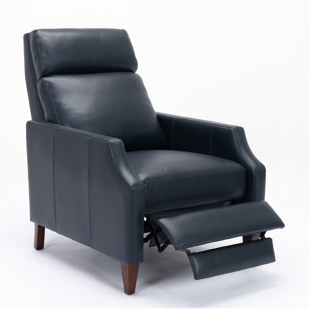 PU Leather Club Chairs Casual Single Sofa Push Back Recliner Arm Chairs Accent Chairs with Solid Wood Legs for Living Room