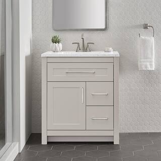 Home Decorators Collection Clady 30.5 in. W x 18.8 in. D x 35.4 in. H Freestanding Bath Vanity in Gray with Silver Ash Cultured Marble Top HD2030P2-KG