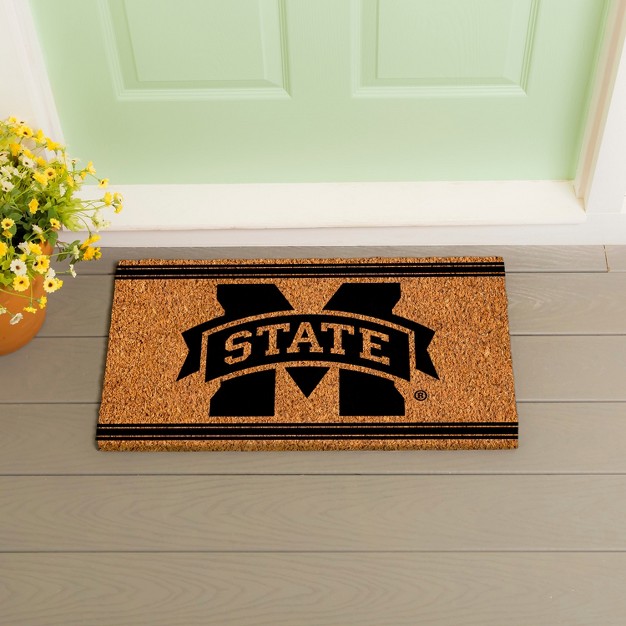 Evergreen Mississippi State University Logo Turf Mat Brown 28 X 16 Inches Indoor Outdoor Doormat