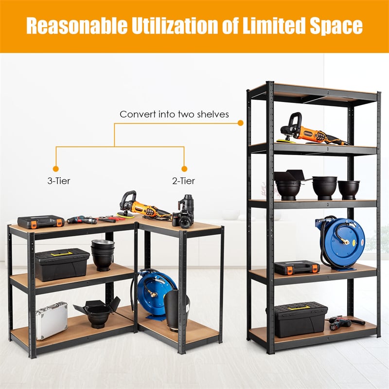 5 Tier Metal Garage Shelving for Storage Heavy Duty Garage Organization Adjustable Tool Utility Rack