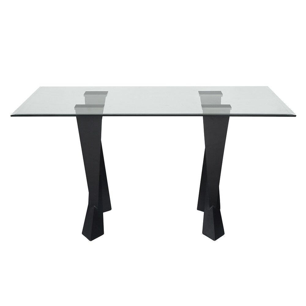 Furniture of America Zygard Modern Black 58 inch Glass Top Dining Table