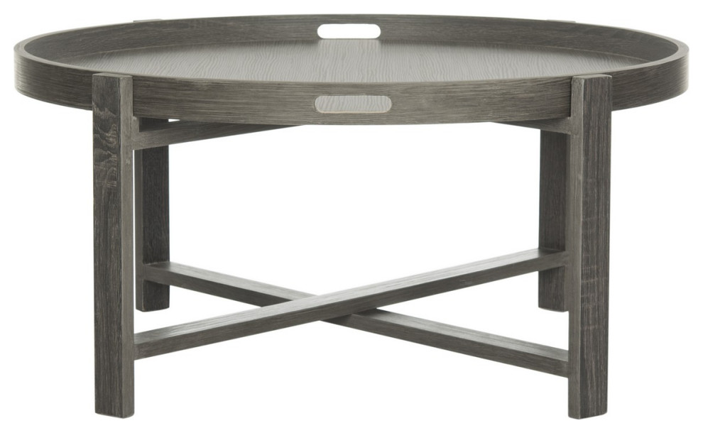 Arianna Retro Mid Century Wood Tray Top Coffee Table Dark Grey   Transitional   Coffee Tables   by Peachtree Fine Furniture  Houzz