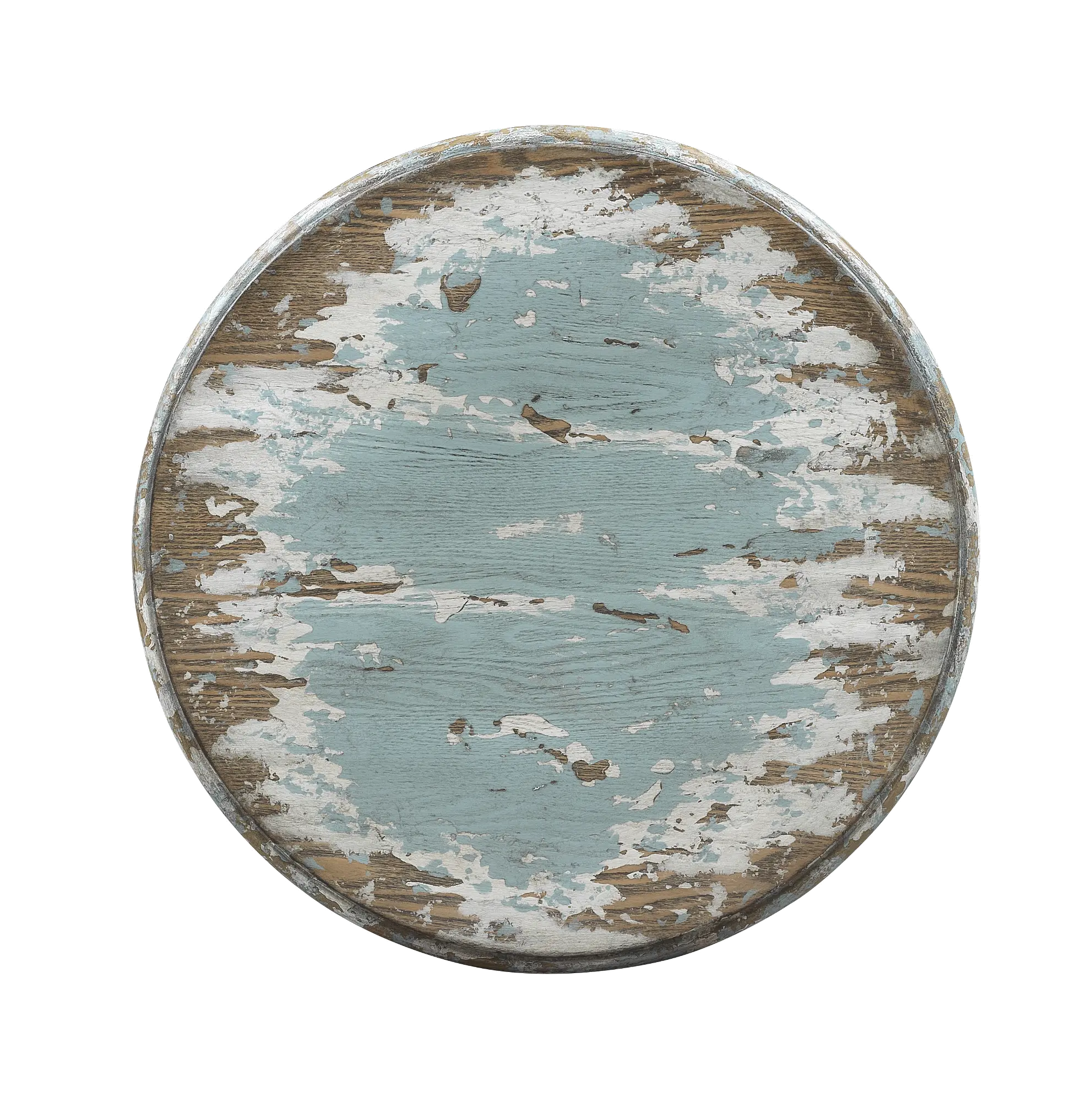 Distressed Blue Round Accent Table - Burton