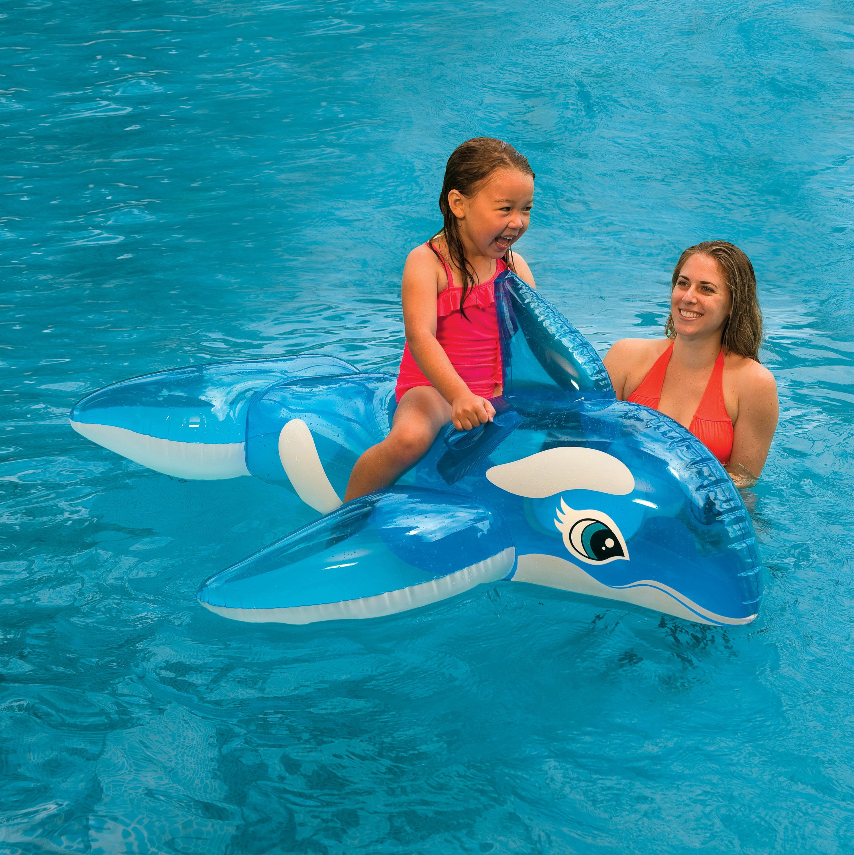 Intex Inflatable Blue Lil Whale Ride On, 60"x45", for Ages 3, Pool Float