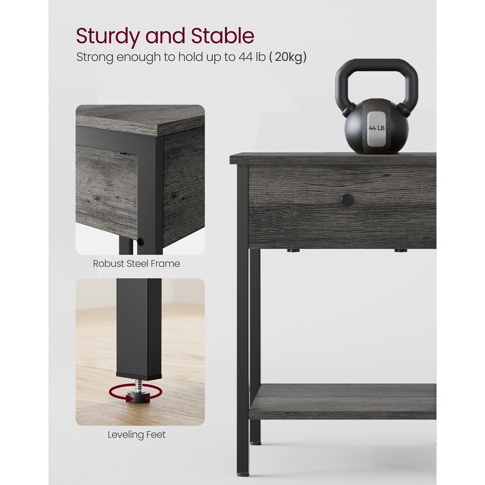 Nightstand with Drawer and Shelf Stone