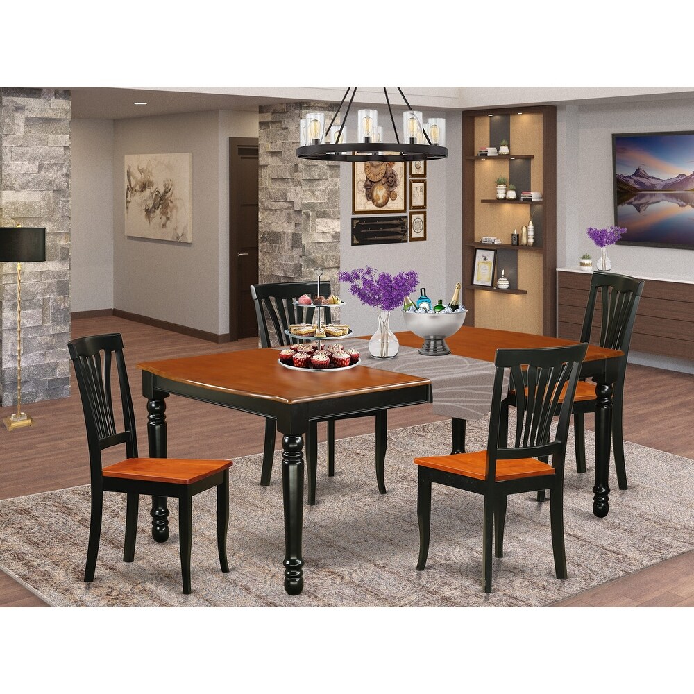 East West Furniture Dining Table Set  a Rectangle Dining Room Table and Kitchen Chairs  Black   Cherry (Pieces   Seat Options)