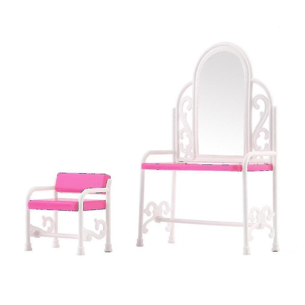 Dressing Table and Chair Accessories Set For S Dolls Bedroom Furniture1 Table + 1 Chairpink