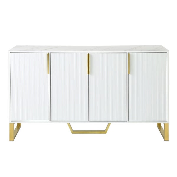 sideboard with Four Doors Metal Legs and Adjustable Shelves