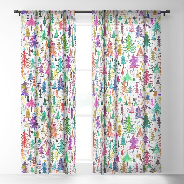 Ninola Design Christmas Trees Simply Modern Single Panel Sheer Window Curtain Deny Designs