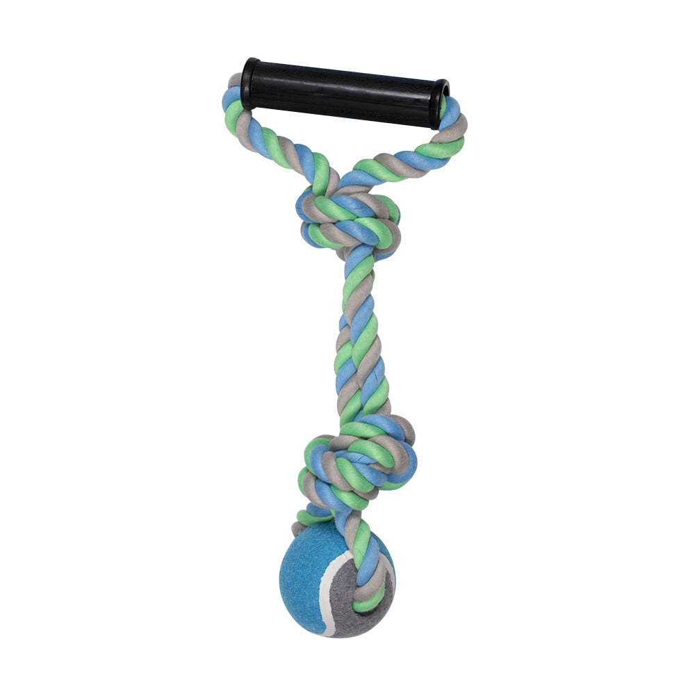 Vibrant Life Medium Polyester and Cotton Rope Chew Toy with Tennis Ball