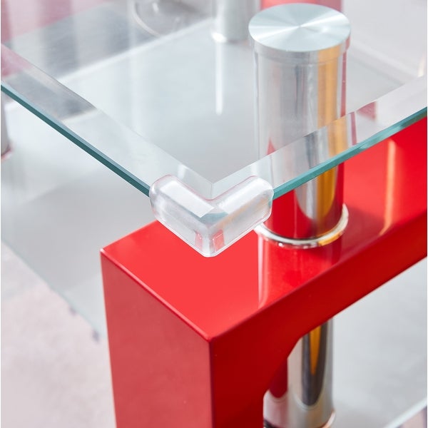 Glass Top Square Double-Layer End Table