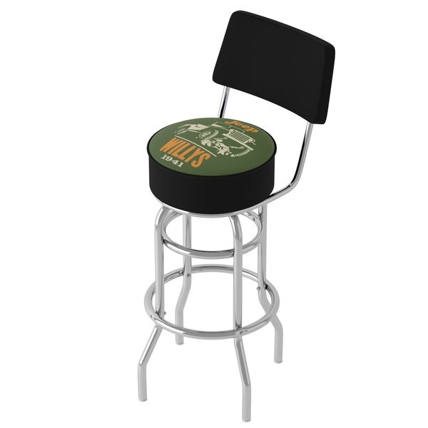 Jeep Willys 360 Degree Swivel Barstool with Foam Padded Seat And Back - 20 x 20 x 31