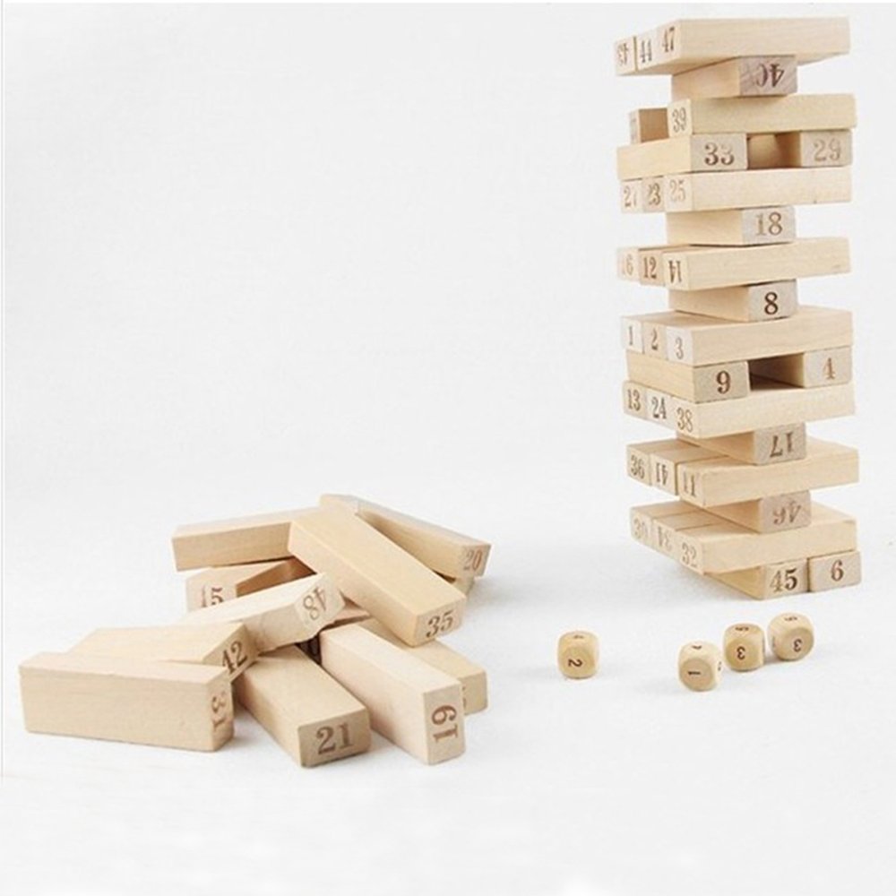 Giant Toppling Timbers Wooden Blocks Game Stacking Blocks Stacking Tower for a Fun Outdoor Lawn Yard Game - 54 Pieces