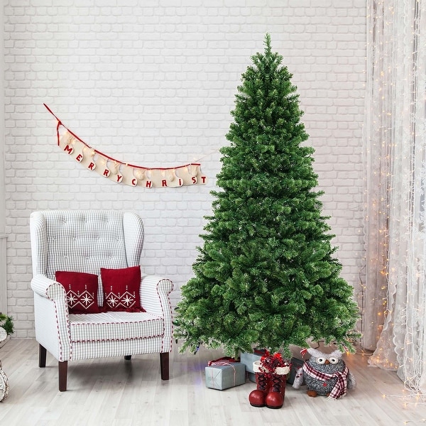 Costway 6FT/7FT/8FT Artificial Xmas Tree with 821/1188/1498 PVC Branch