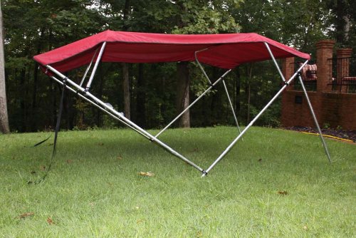 Burgundy Pontoon / Deck Boat Vortex 4 Bow Bimini Top 8' Long， 91-96