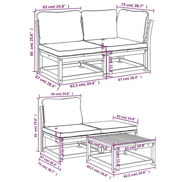 vidaXL Patio Sofa with Cushions 2Seater Outdoor Loveseat Solid Wood Acacia