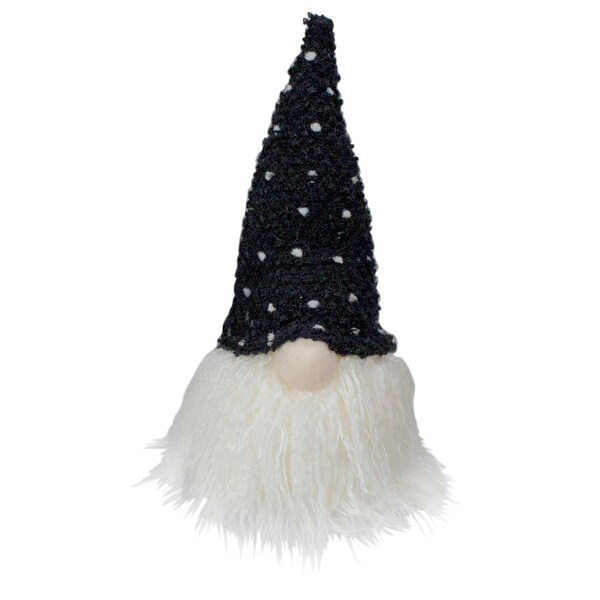 10 LED Lighted Black and White Polka Dot Knit Gnome Christmas Figure