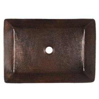 Premier Copper Products Rectangle 20 in. Hammered Copper Vessel Sink in Oil Rubbed Bronze VREC2014DB