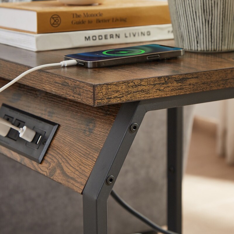 Side Table with Charging End Tables Set of 2 with USB Ports   Sockets