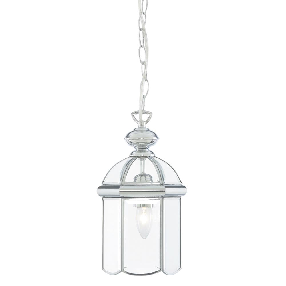 Searchlight 5131CC Polished Chrome 1 Lamp Lantern Pendant with Bevel Glass