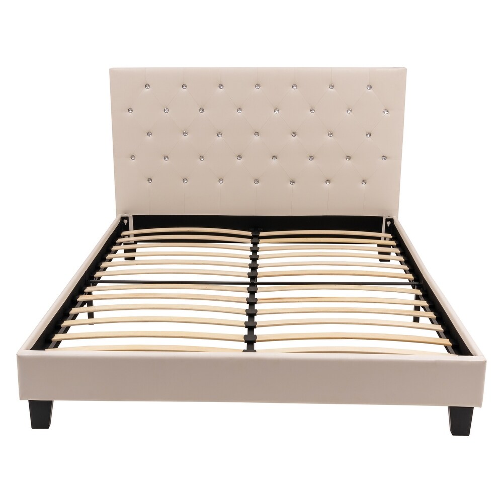 Modern Queen Upholstered Platform Bed Frame with Headboard