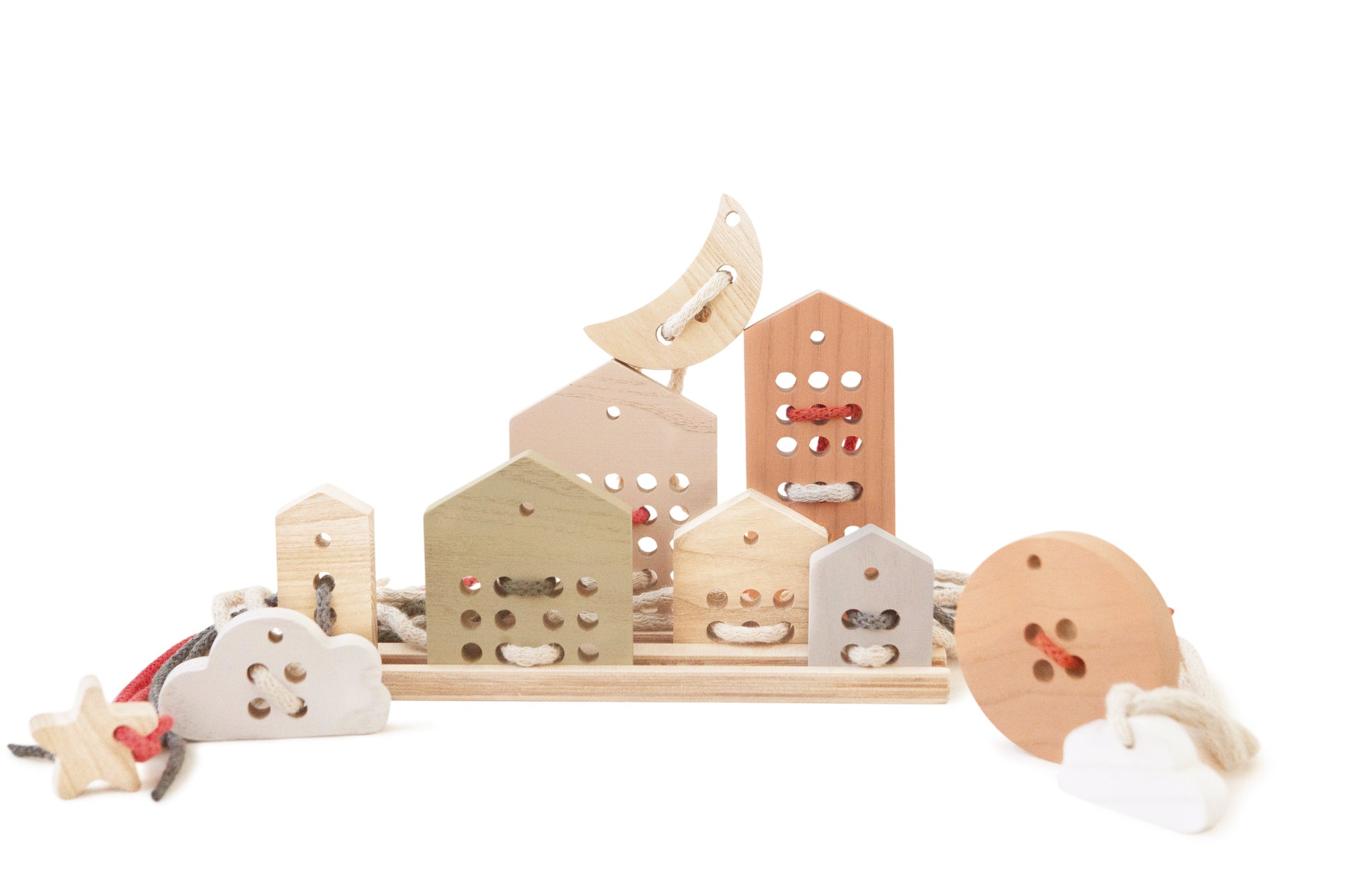 Wooden Lacing Toy Set - Pastel Colors by Babai