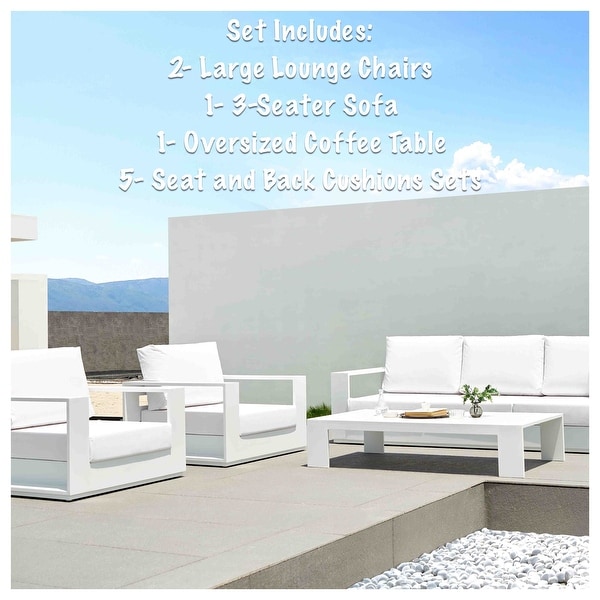 Faena White 4Piece Aluminum Outdoor Conversation Seating Set