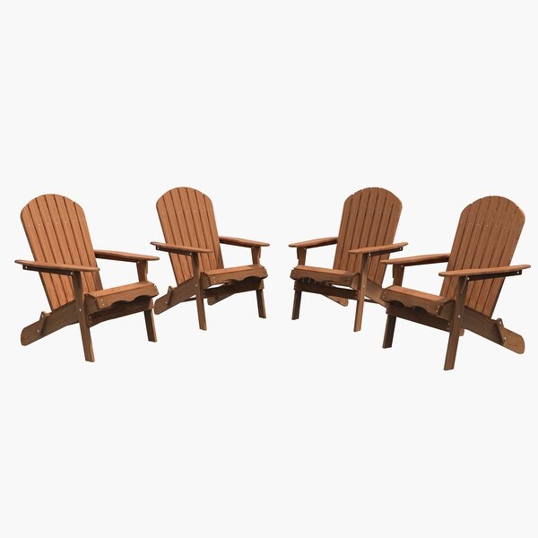 Set of 4 Outdoor Garden Solid Wood Folding Lounge Adirondack Chairs