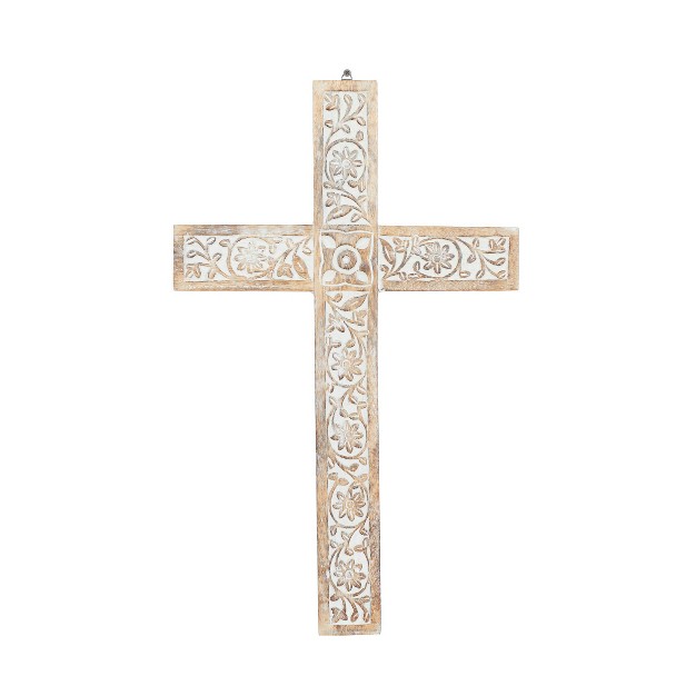 Mango Wood Biblical Carved Cross Wall Decor Brown Olivia amp May