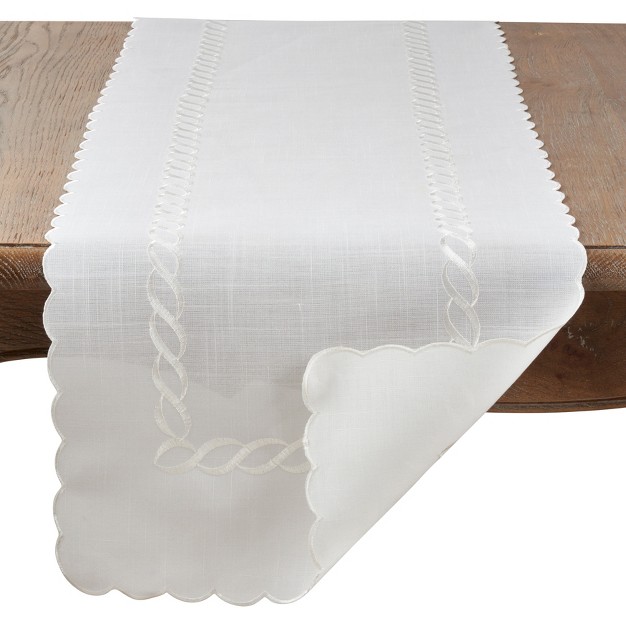 Saro Lifestyle Braided Embroidery Table Runner