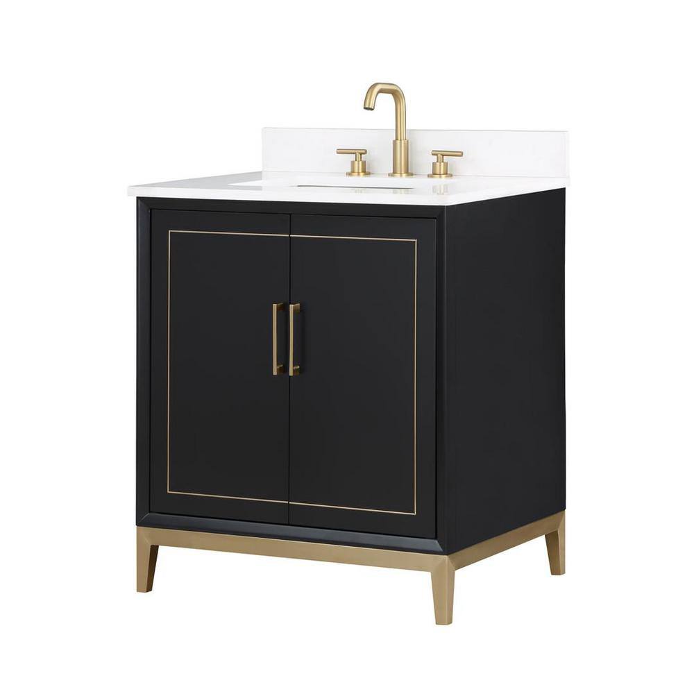 BEMMA Gracie 30 in. W x 22 in. D x 38 in. H Single Sink Freestanding Bath Vanity in Midnight Black with White Quartz Top V-GR30SFM-04BS-C03S-3