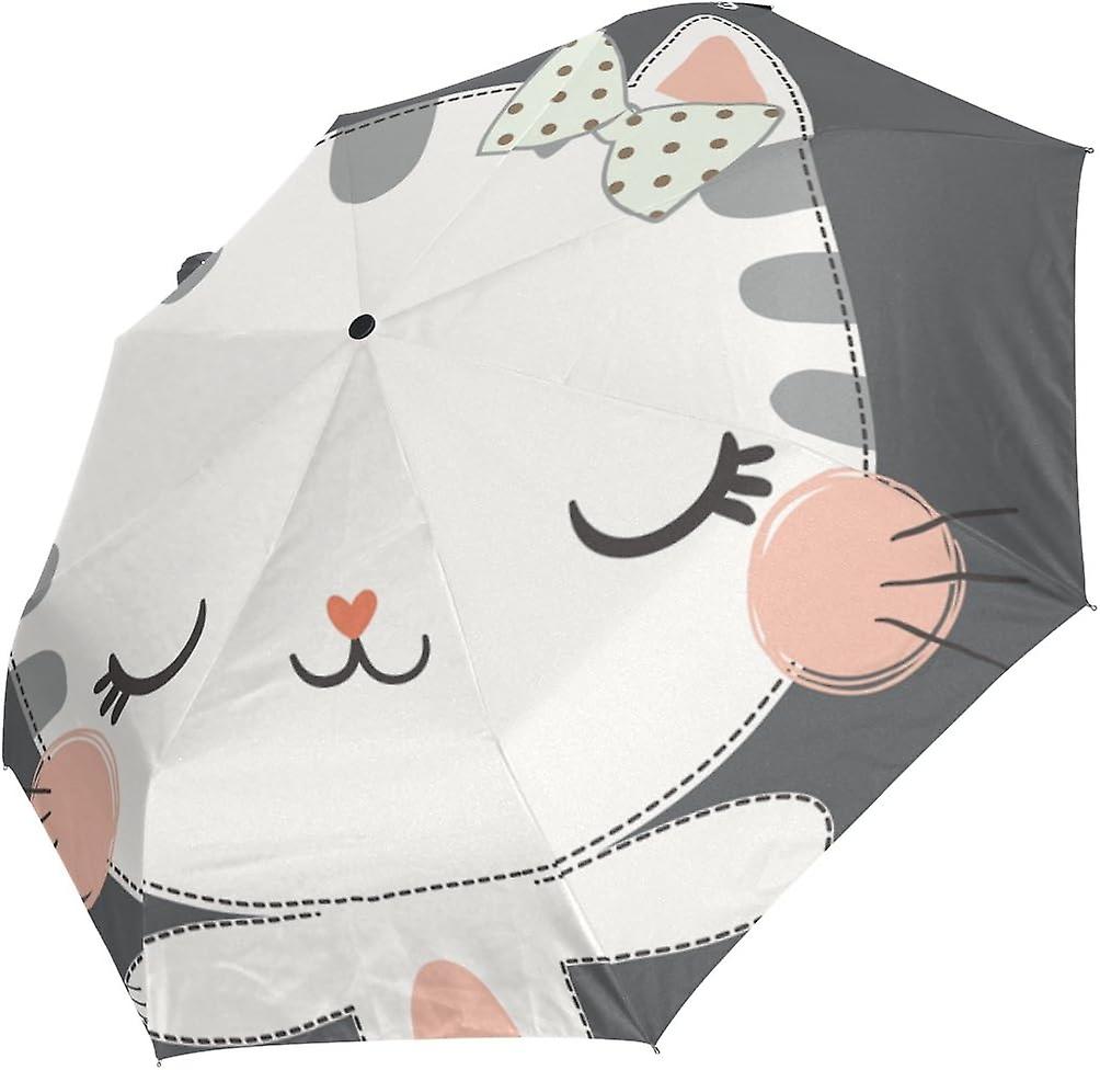 Rain Umbrella Automatic Windproof Foldable Umbrella Cute Kitty In Perfect Day