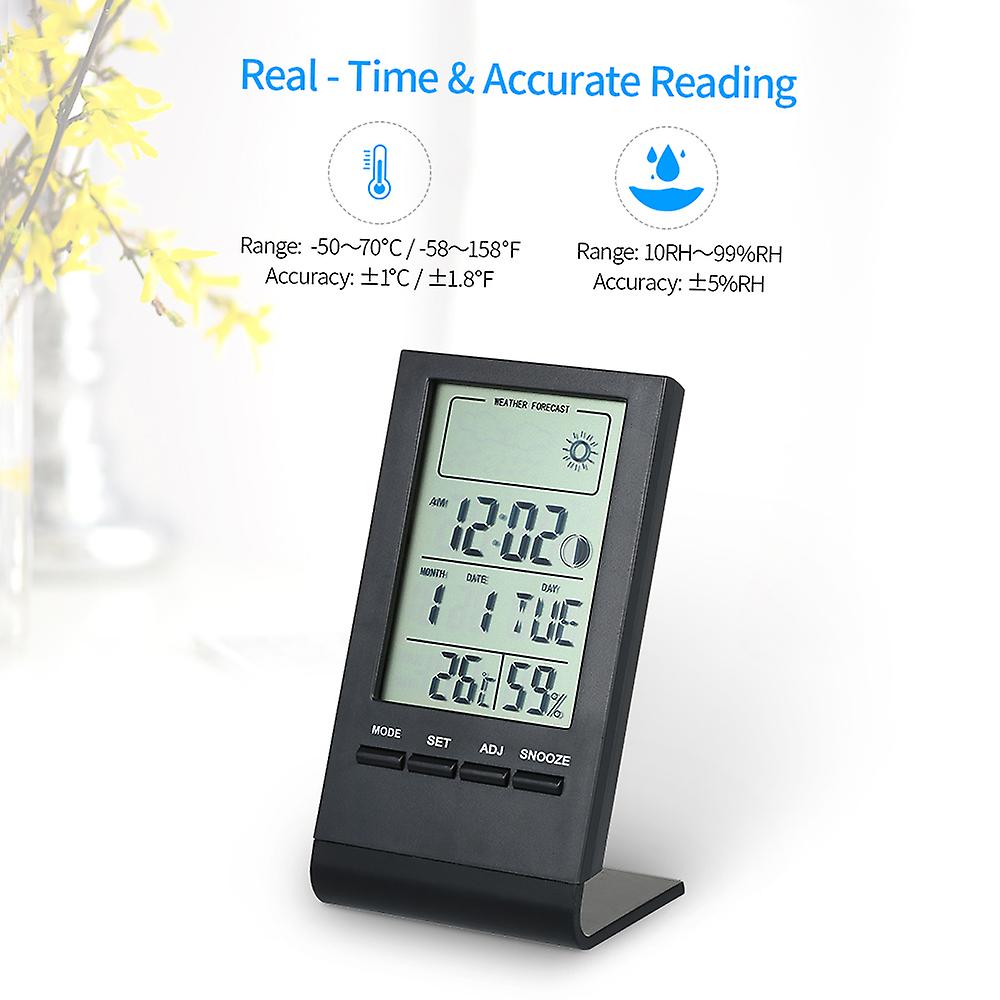 Mini Digital Thermometer Indoor Hygrometer Room / Temperature Humidity Monitor Meter Gauge Alarm Clock Thermo-hygrometer With Max Min Value Display No