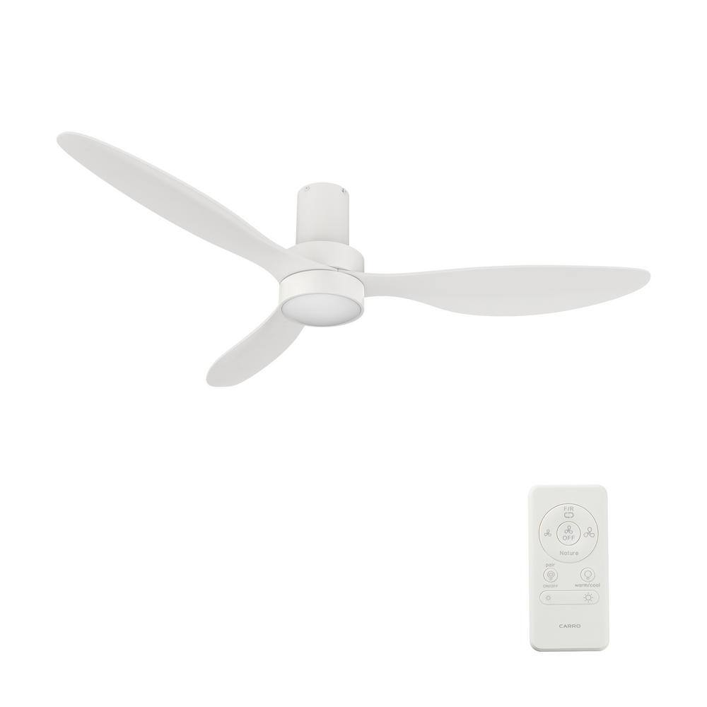 CARRO Xander 52 in. Color Changing Integrated LED Indoor White 10-Speed DC Ceiling Fan with Light Kit and Remote Control HYDC523N4-L11-W1-1-FM