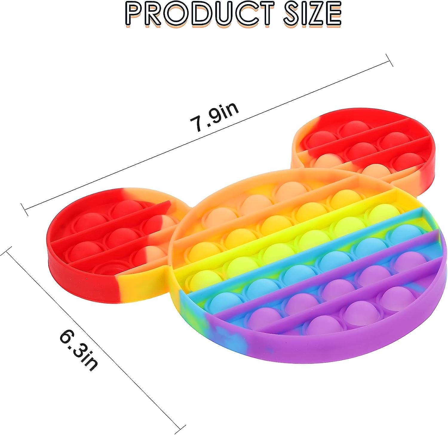 2 Packs Rainbow Pop Mouse Fidget Toys， Bubble Poppers Popping Figetget Stress And Anti-anxiety Reliever Sensory Toy For Kids Students And Adults