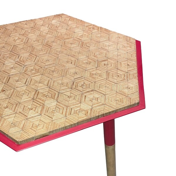 18 Inch Hexagon Illusion Wood Side Table