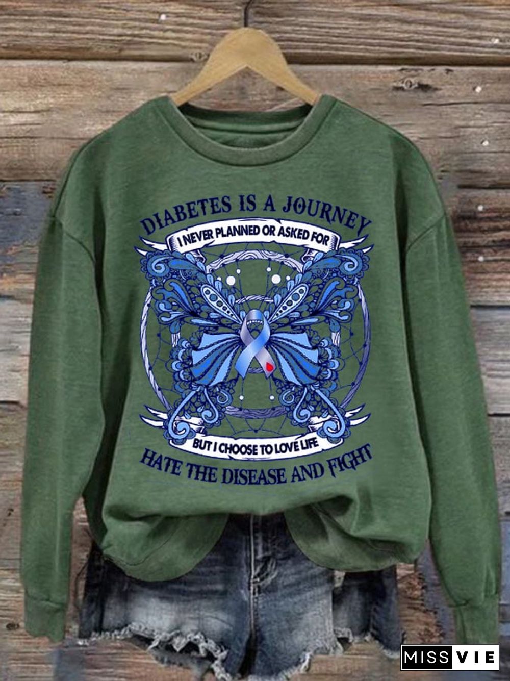 Women's Diabetes Is A Journey I Never Planned Or Asked For Print Long Sleeve Sweatshirt