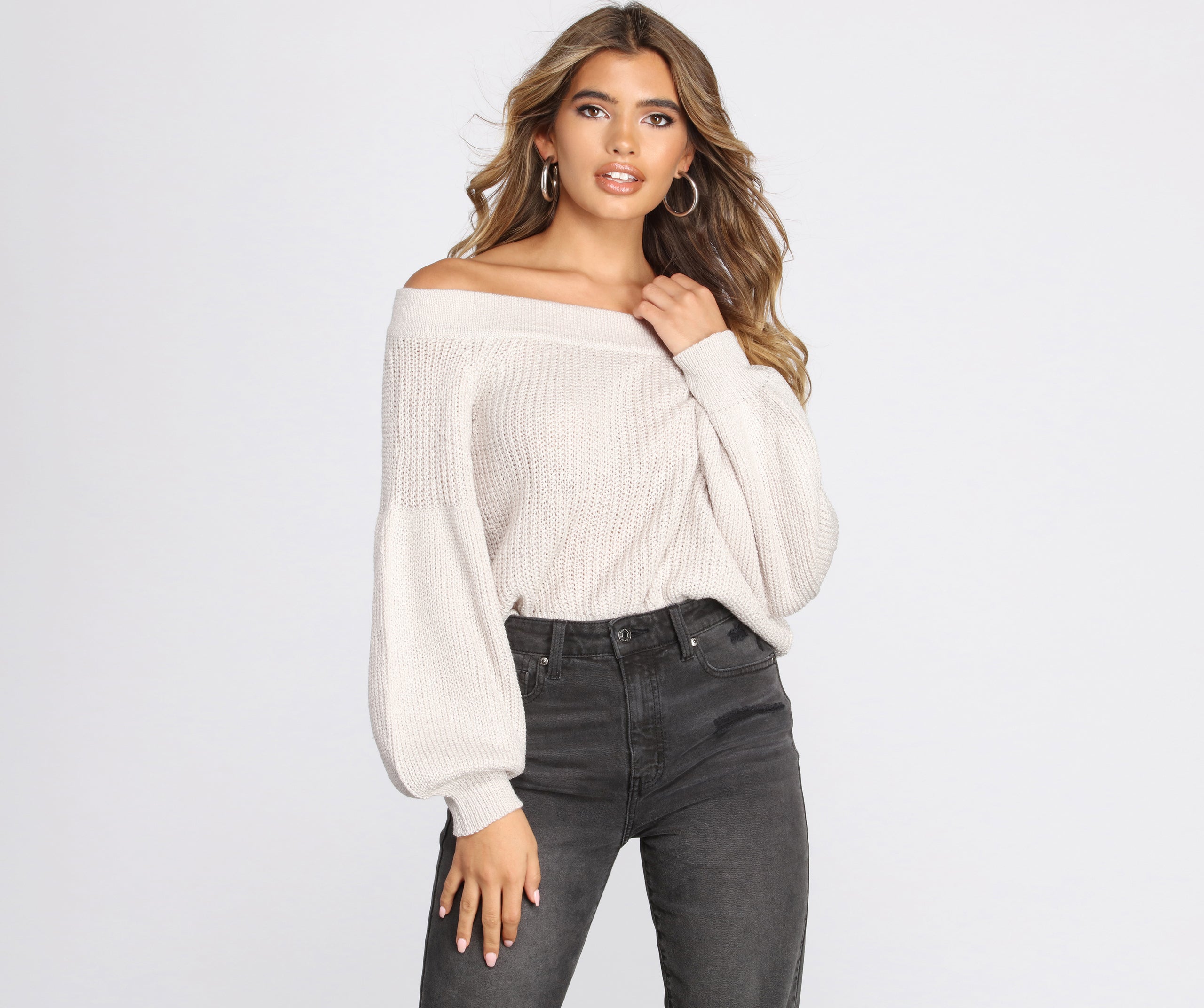 Perfect Puff Sleeve Off The Shoulder Sweater